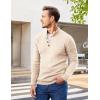 COOFANDY Men Mock Neck Button Sweater Casual Knitted Sweaters Fashion Henley Sweater(Light Khaki)
