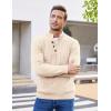 COOFANDY Men Mock Neck Button Sweater Casual Knitted Sweaters Fashion Henley Sweater(Light Khaki)
