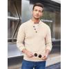 COOFANDY Men Mock Neck Button Sweater Casual Knitted Sweaters Fashion Henley Sweater(Light Khaki)
