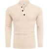 COOFANDY Men Mock Neck Button Sweater Casual Knitted Sweaters Fashion Henley Sweater(Light Khaki)