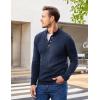 COOFANDY Men Mock Neck Button Sweater Casual Knitted Sweaters Fashion Henley Sweater(Navy Blue)