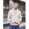 COOFANDY Men Mock Neck Button Sweater Casual Knitted Sweaters Fashion Henley Sweater(White)