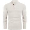 COOFANDY Men Mock Neck Button Sweater Casual Knitted Sweaters Fashion Henley Sweater(White)