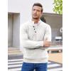 COOFANDY Men Mock Neck Button Sweater Casual Knitted Sweaters Fashion Henley Sweater(White)
