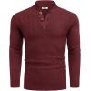 COOFANDY Men Mock Neck Button Sweater Casual Knitted Sweaters Fashion Henley Sweater(Wine Red)