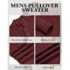 COOFANDY Men Mock Neck Button Sweater Casual Knitted Sweaters Fashion Henley Sweater(Wine Red)