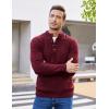 COOFANDY Men Mock Neck Button Sweater Casual Knitted Sweaters Fashion Henley Sweater(Wine Red)