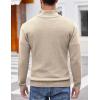 COOFANDY Men Quarter Button Sweater Pullover Cable Knit Henley Mock Neck Sweater(Beige)