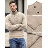 COOFANDY Men Quarter Button Sweater Pullover Cable Knit Henley Mock Neck Sweater(Beige)