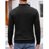 COOFANDY Men Quarter Button Sweater Pullover Cable Knit Henley Mock Neck Sweater(Black)