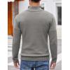 COOFANDY Men Quarter Button Sweater Pullover Cable Knit Henley Mock Neck Sweater(Grey)