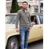COOFANDY Men Quarter Button Sweater Pullover Cable Knit Henley Mock Neck Sweater(Grey)