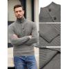COOFANDY Men Quarter Button Sweater Pullover Cable Knit Henley Mock Neck Sweater(Grey)