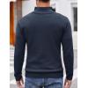 COOFANDY Men Quarter Button Sweater Pullover Cable Knit Henley Mock Neck Sweater(Navy Blue)