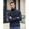 COOFANDY Men Quarter Button Sweater Pullover Cable Knit Henley Mock Neck Sweater(Navy Blue)