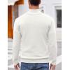 COOFANDY Men Quarter Button Sweater Pullover Cable Knit Henley Mock Neck Sweater(White)