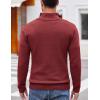 COOFANDY Men Quarter Button Sweater Pullover Cable Knit Henley Mock Neck Sweater(Wine Red)