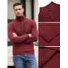 COOFANDY Men Quarter Button Sweater Pullover Cable Knit Henley Mock Neck Sweater(Wine Red)