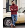 COOFANDY Men Quarter Button Sweater Pullover Cable Knit Henley Mock Neck Sweater(Wine Red)