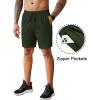 COOFANDY Men’s 2 Pack Workout Gym Shorts 7 Inch / 5 Inch Athletic Shorts Lightweight Casual Jogger Short with Zipper Pockets(Army Green / Black)