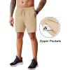 COOFANDY Men’s 2 Pack Workout Gym Shorts 7 Inch / 5 Inch Athletic Shorts Lightweight Casual Jogger Short with Zipper Pockets(Khaki / Black)