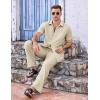 COOFANDY Mens 2 Piece Casual Beach Outfits Short Sleeve Button Down Shirts Summer Loose Pant Sets Vacation Walking Outfits(Beige)