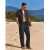 COOFANDY Mens 2 Piece Casual Beach Outfits Short Sleeve Button Down Shirts Summer Loose Pant Sets Vacation Walking Outfits(Black)