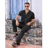 COOFANDY Mens 2 Piece Casual Beach Outfits Short Sleeve Button Down Shirts Summer Loose Pant Sets Vacation Walking Outfits(Black)
