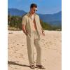 COOFANDY Mens 2 Piece Casual Beach Outfits Short Sleeve Button Down Shirts Summer Loose Pant Sets Vacation Walking Outfits(Khaki)