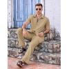 COOFANDY Mens 2 Piece Casual Beach Outfits Short Sleeve Button Down Shirts Summer Loose Pant Sets Vacation Walking Outfits(Khaki)