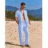 COOFANDY Mens 2 Piece Casual Beach Outfits Short Sleeve Button Down Shirts Summer Loose Pant Sets Vacation Walking Outfits(Light Blue)