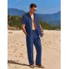 COOFANDY Mens 2 Piece Casual Beach Outfits Short Sleeve Button Down Shirts Summer Loose Pant Sets Vacation Walking Outfits(Navy Blue)