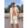 COOFANDY Mens 2 Piece Short Set Guayabera Button Down Shirt Casual Summer Beach Outfits(Beige)