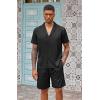 COOFANDY Mens 2 Piece Short Set Guayabera Button Down Shirt Casual Summer Beach Outfits(Black)