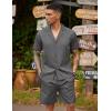 COOFANDY Mens 2 Piece Short Set Guayabera Button Down Shirt Casual Summer Beach Outfits(Dark Grey)