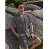COOFANDY Mens 2 Piece Short Set Guayabera Button Down Shirt Casual Summer Beach Outfits(Dark Grey)
