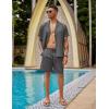 COOFANDY Mens 2 Piece Short Set Guayabera Button Down Shirt Casual Summer Beach Outfits(Dark Grey)