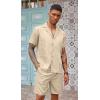 COOFANDY Mens 2 Piece Short Set Guayabera Button Down Shirt Casual Summer Beach Outfits(Khaki)