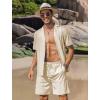 COOFANDY Mens 2 Piece Short Set Guayabera Button Down Shirt Casual Summer Beach Outfits(Khaki)