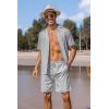COOFANDY Mens 2 Piece Short Set Guayabera Button Down Shirt Casual Summer Beach Outfits(Light Gray)