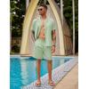 COOFANDY Mens 2 Piece Short Set Guayabera Button Down Shirt Casual Summer Beach Outfits(Light Green)