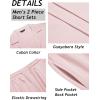 COOFANDY Mens 2 Piece Short Set Guayabera Button Down Shirt Casual Summer Beach Outfits(Pink)