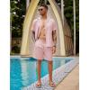 COOFANDY Mens 2 Piece Short Set Guayabera Button Down Shirt Casual Summer Beach Outfits(Pink)