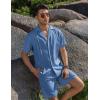 COOFANDY Mens 2 Piece Short Set Guayabera Button Down Shirt Casual Summer Beach Outfits(Royal Blue)