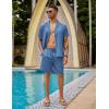 COOFANDY Mens 2 Piece Short Set Guayabera Button Down Shirt Casual Summer Beach Outfits(Royal Blue)