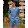 COOFANDY Mens 2 Piece Short Set Guayabera Button Down Shirt Casual Summer Beach Outfits(Royal Blue)