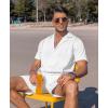 COOFANDY Mens 2 Piece Short Set Guayabera Button Down Shirt Casual Summer Beach Outfits(White)