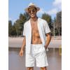 COOFANDY Mens 2 Piece Short Set Guayabera Button Down Shirt Casual Summer Beach Outfits(White)
