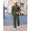 COOFANDY Men’s 2 Piece Tracksuit Set Quarter Zip Sweatsuit Athletic Running Suit Sets Long Sleeve Casual Outfits(Army Green)