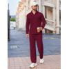 COOFANDY Men’s 2 Piece Tracksuit Set Quarter Zip Sweatsuit Athletic Running Suit Sets Long Sleeve Casual Outfits(Dark Red)